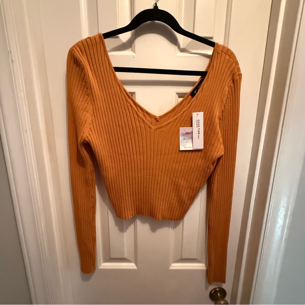 NWT Good Times 2X Goldenrod Cropped Sweater & Skirt set Juicy Body Goddess